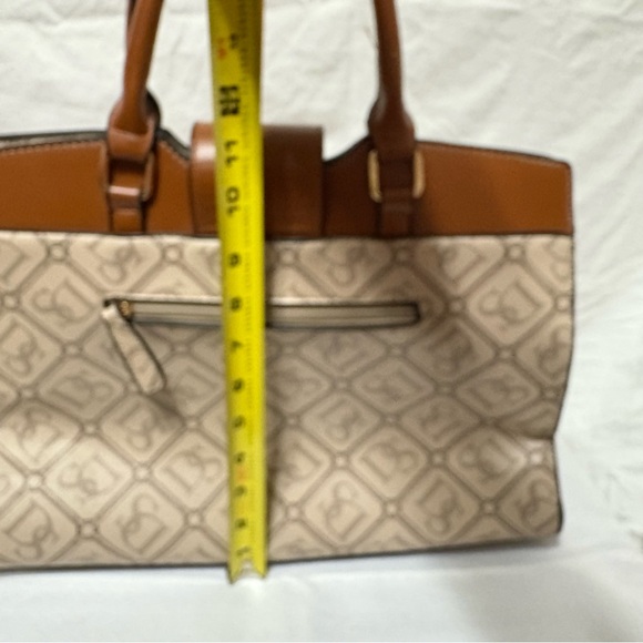 Dasein women's top handle monogram satchel bag in brown. - Picture 7 of 10